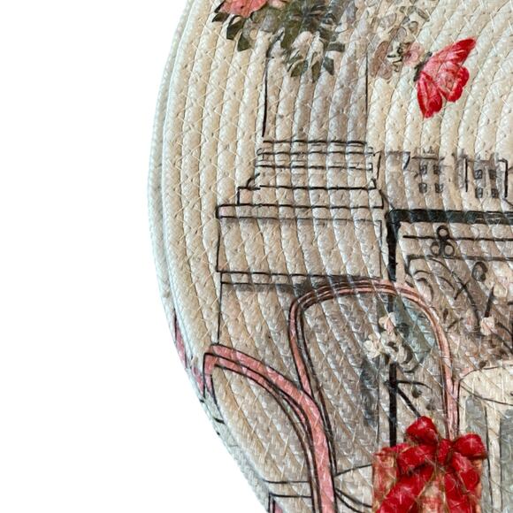 Nicole Miller Valentines Day Placemats 15" Round Paris Eiffel Tower Set of 4 New - Picture 6 of 12